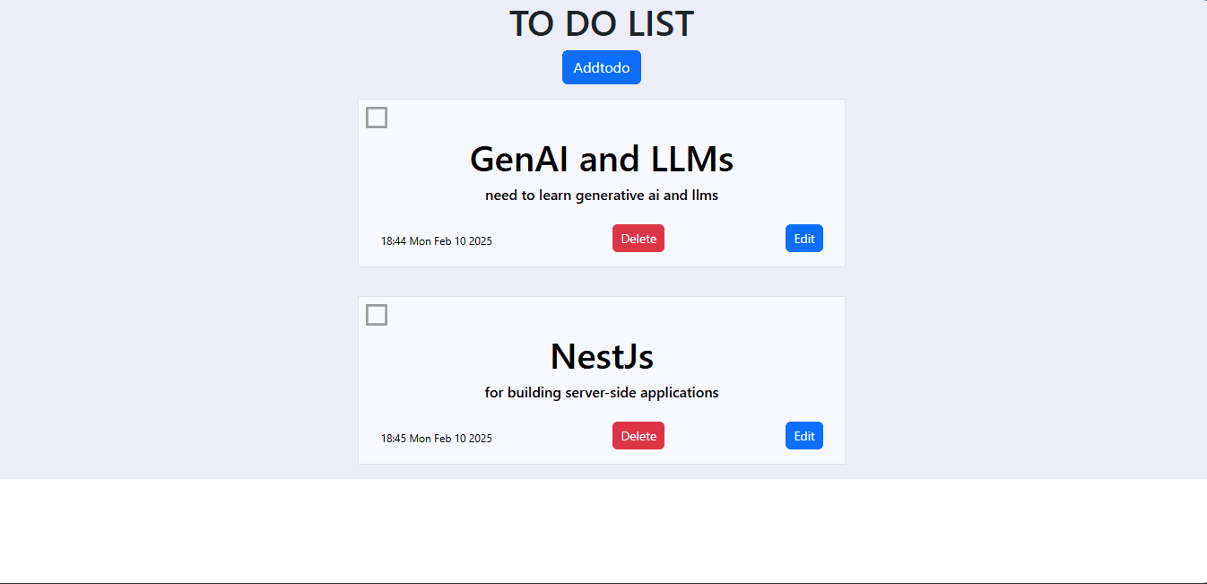 Screenshot of TODO-Application